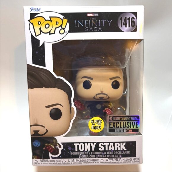 Funko Pop Marvel Tony Stark #1416 Glow In The Dark Exclusive Bobblehead Vinyl Fi - Picture 1 of 6